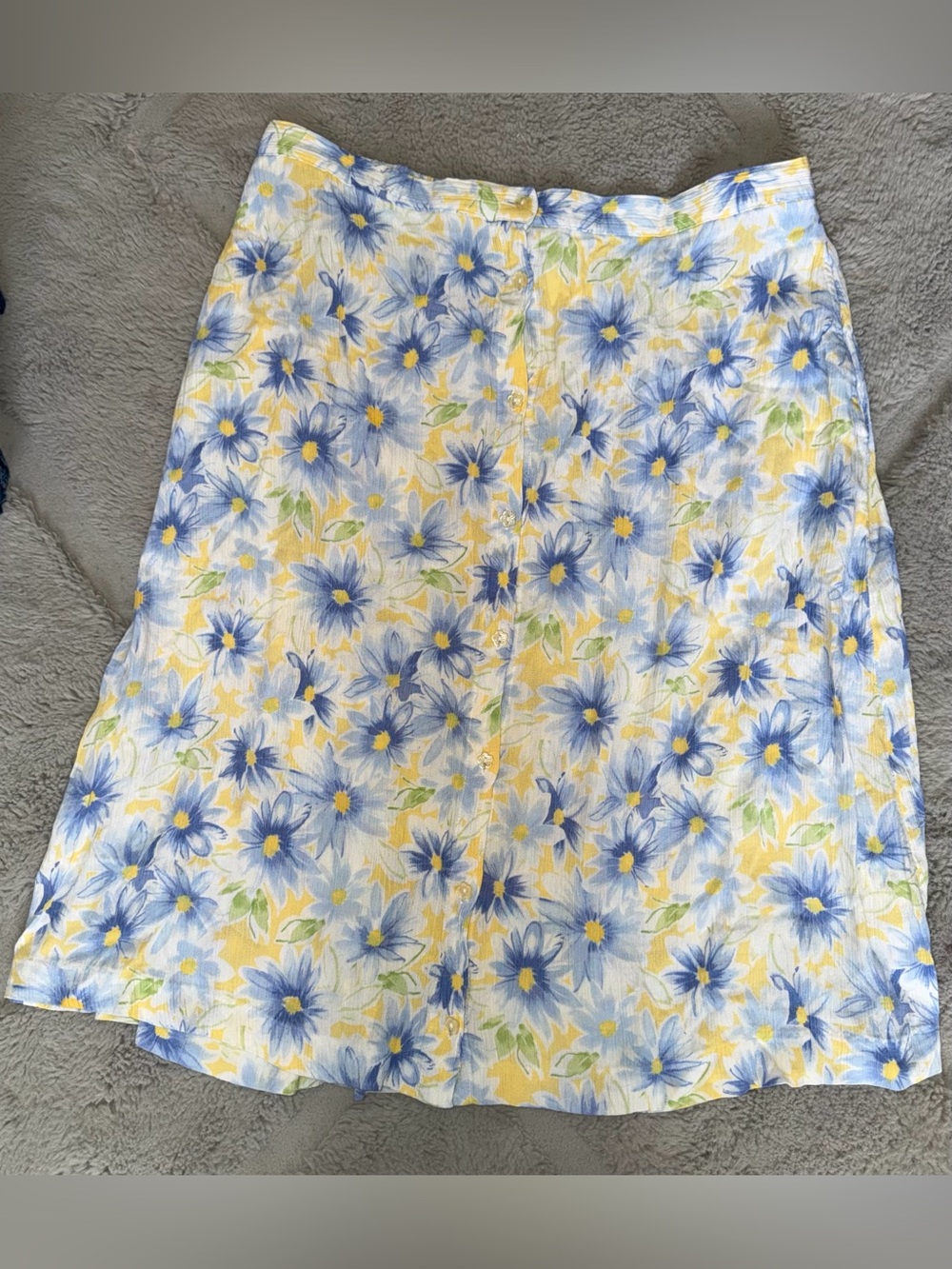 Vintage Napa Valley Cottagecore Floral A-Line Button-Front Midi Skirt